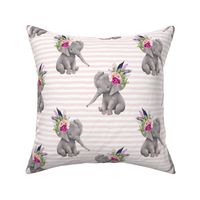 8" Lilac Boho Elephant with Pink Stripes