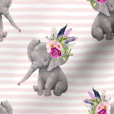 8" Lilac Boho Elephant with Pink Stripes