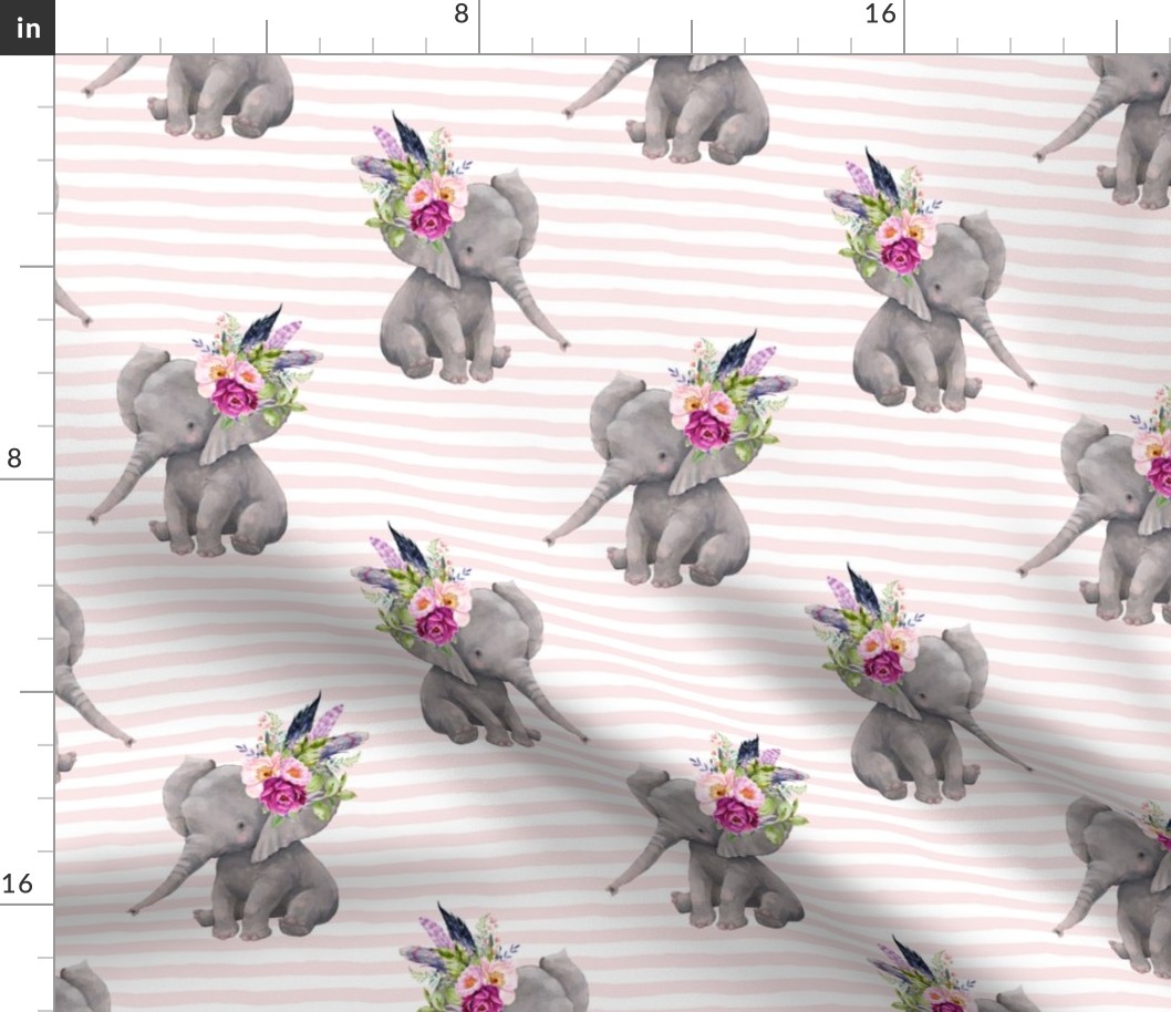 8" Lilac Boho Elephant with Pink Stripes