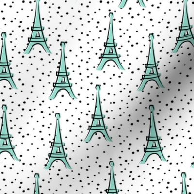 Eiffel Tower - take me to Paris - aqua polka dots LAD19