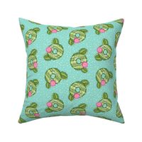 cactus donuts - doughnuts - summer - aqua with polka dots - LAD19