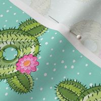 cactus donuts - doughnuts - summer - aqua with polka dots - LAD19