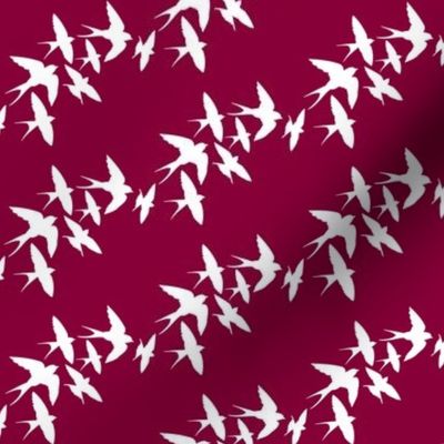 murmuration v2 (white on burgundy)