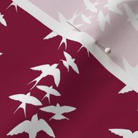 murmuration v2 (white on burgundy)