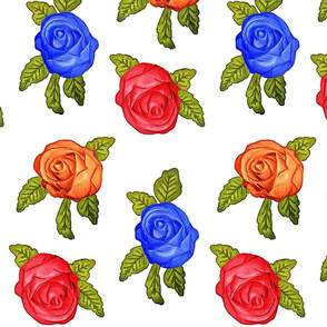 Multicolored Roses on White