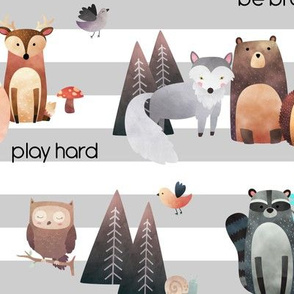Woodland Critters (grey stripe)– Life in the Forest w/ words LARGER scale