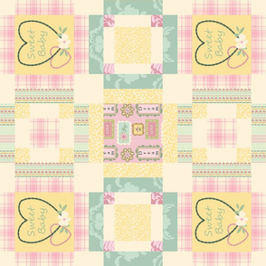 Sweet Baby quilt Square 12 inches railroaded