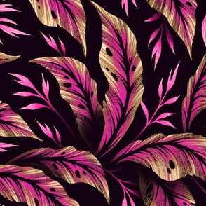 Jungle Leaves Coordinate - Purple / Gold