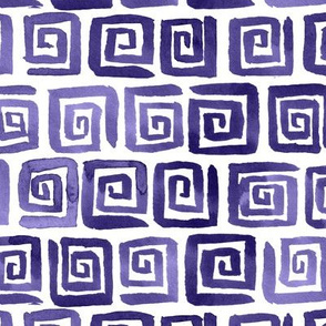 Watercolor Greek Key  - Purple