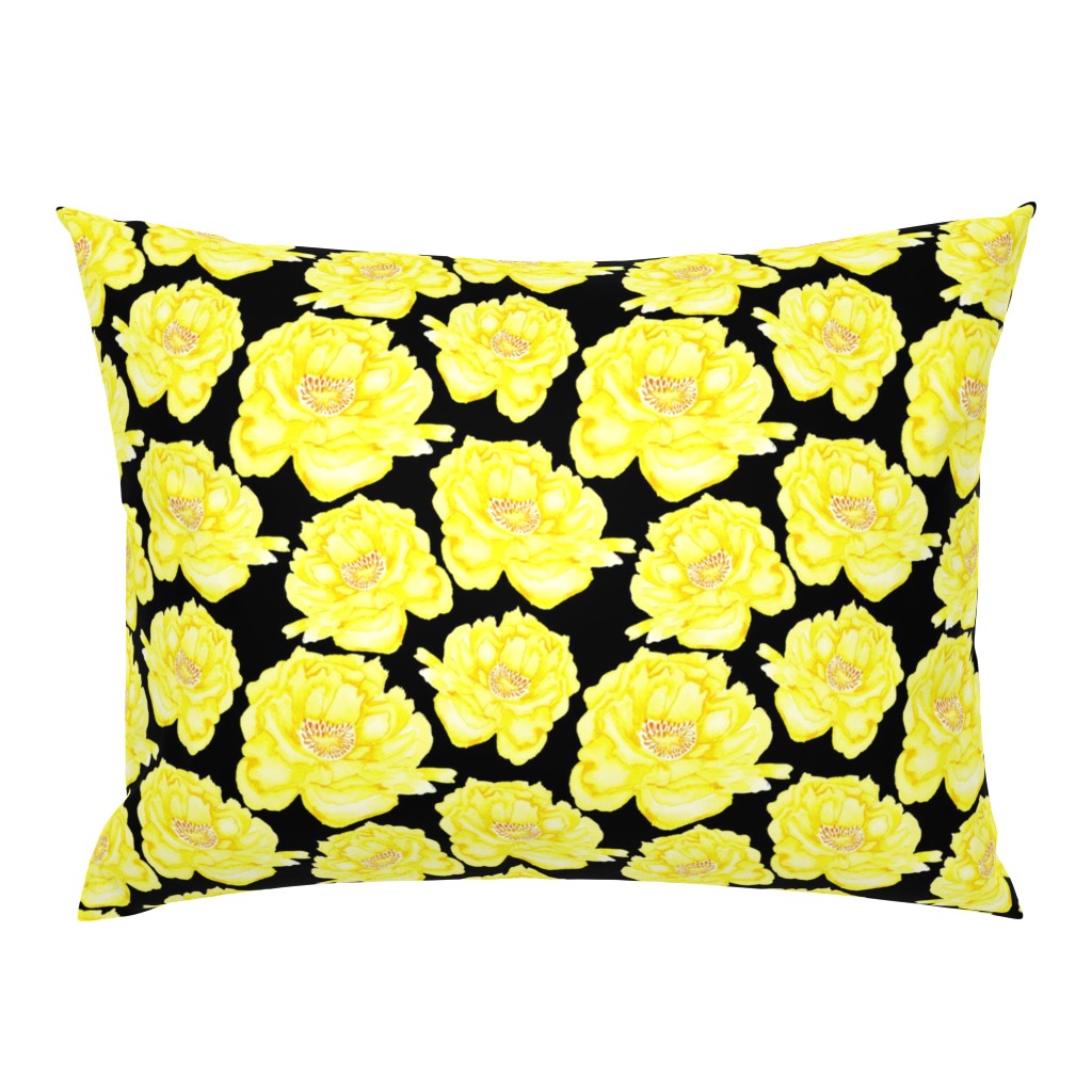 19-09c Jumbo Peony Lemon Yellow Black Floral Flower