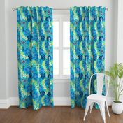 Tropical Tiki Whimsical Hawaiian Retro Floral - Turquoise