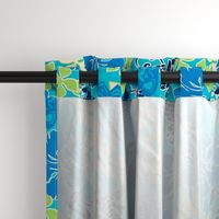 Tropical Tiki Whimsical Hawaiian Retro Floral - Turquoise