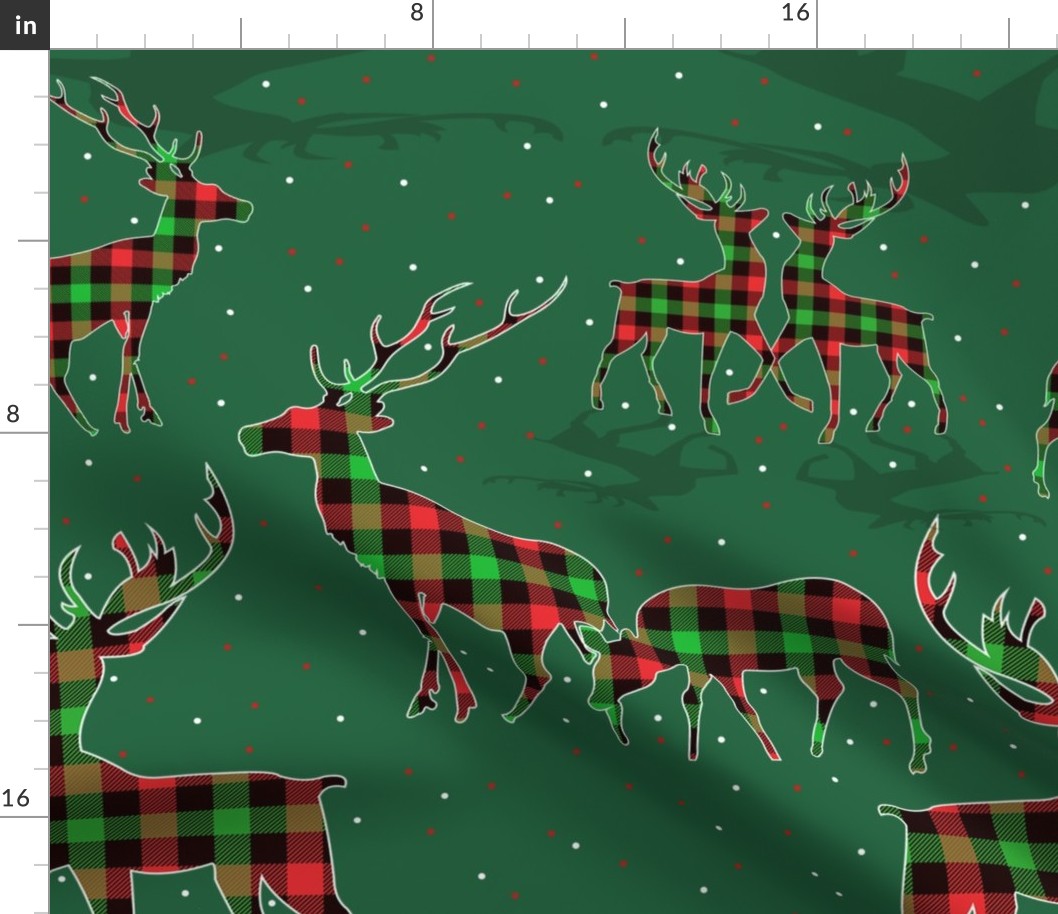 Plaid Reindeer in the Snow Holiday Frolic in the Snow