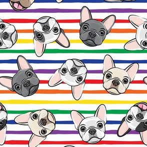 all the frenchies - French bulldog dog breed frenchie - toss on rainbow stripes - LAD19