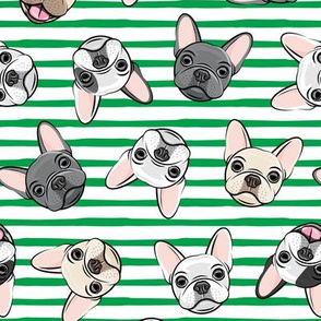 all the frenchies - French bulldog dog breed frenchie - toss on green stripes - LAD19