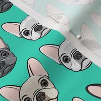 all the frenchies - French bulldog dog breed frenchie - teal - LAD19
