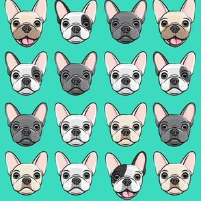 all the frenchies - French bulldog dog breed frenchie - teal - LAD19