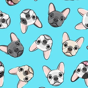 all the frenchies - French bulldog dog breed frenchie - toss on blue  - LAD19