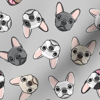 all the frenchies - French bulldog dog breed frenchie - toss on grey - LAD19