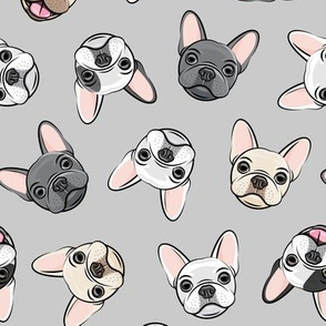 all the frenchies - French bulldog dog breed frenchie - toss on grey - LAD19