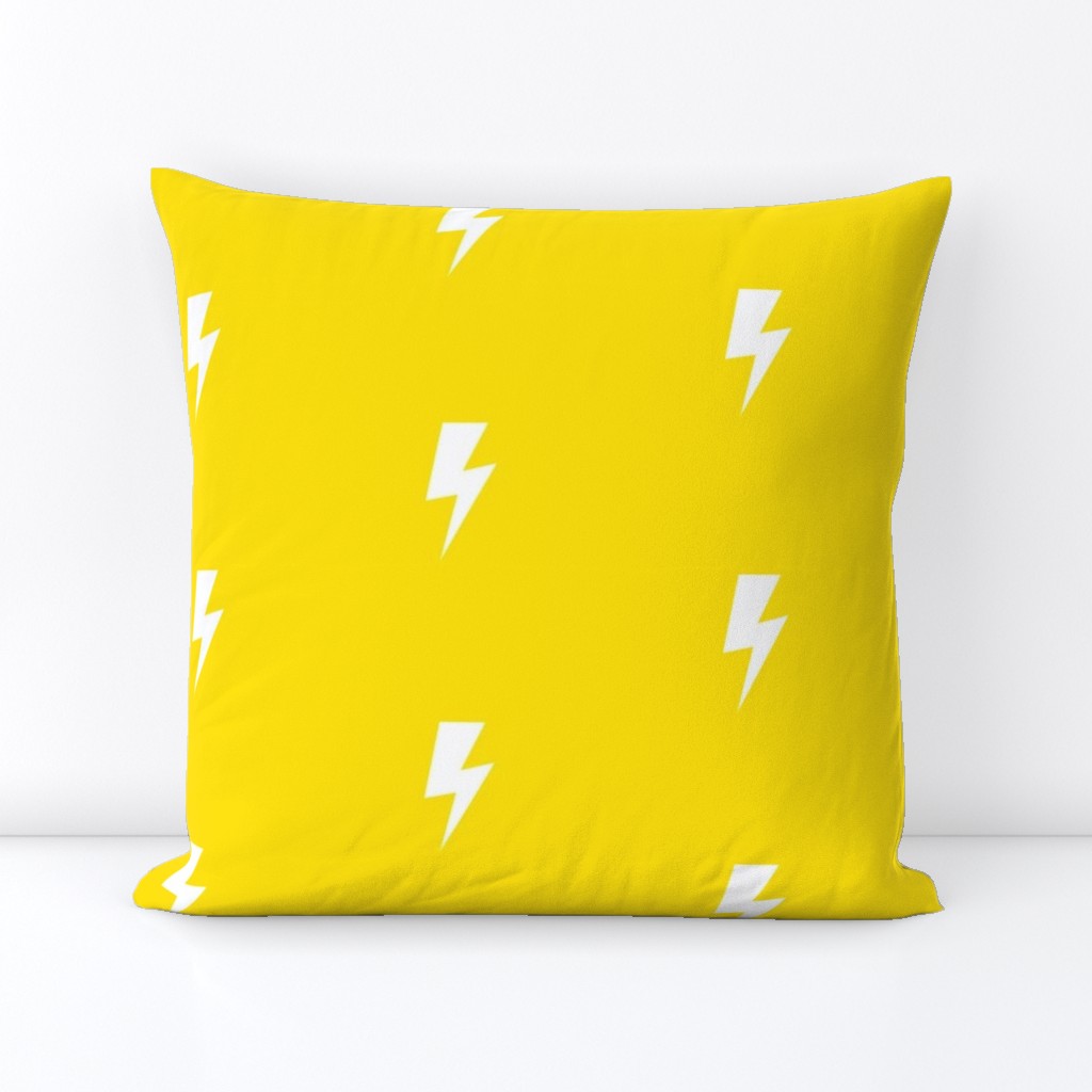 White Lightning Bolt on Yellow