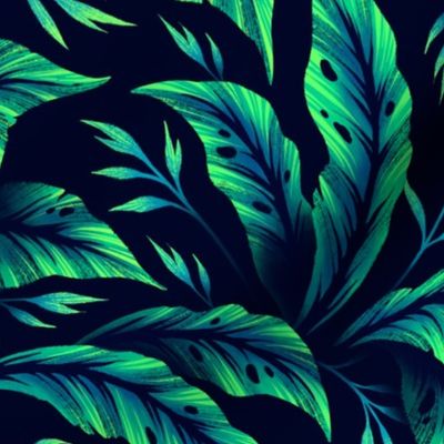 Jungle Leaves Coordinate - Emerald Green