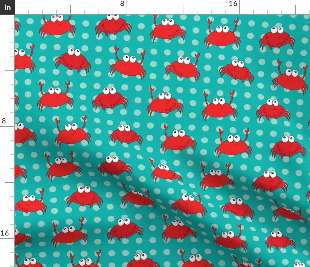 Cute Crabs with Dots on Teal