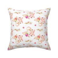 Miss Piglet - Baby Girl Pig with Flowers & Apples - LARGER Scale, ROTATED