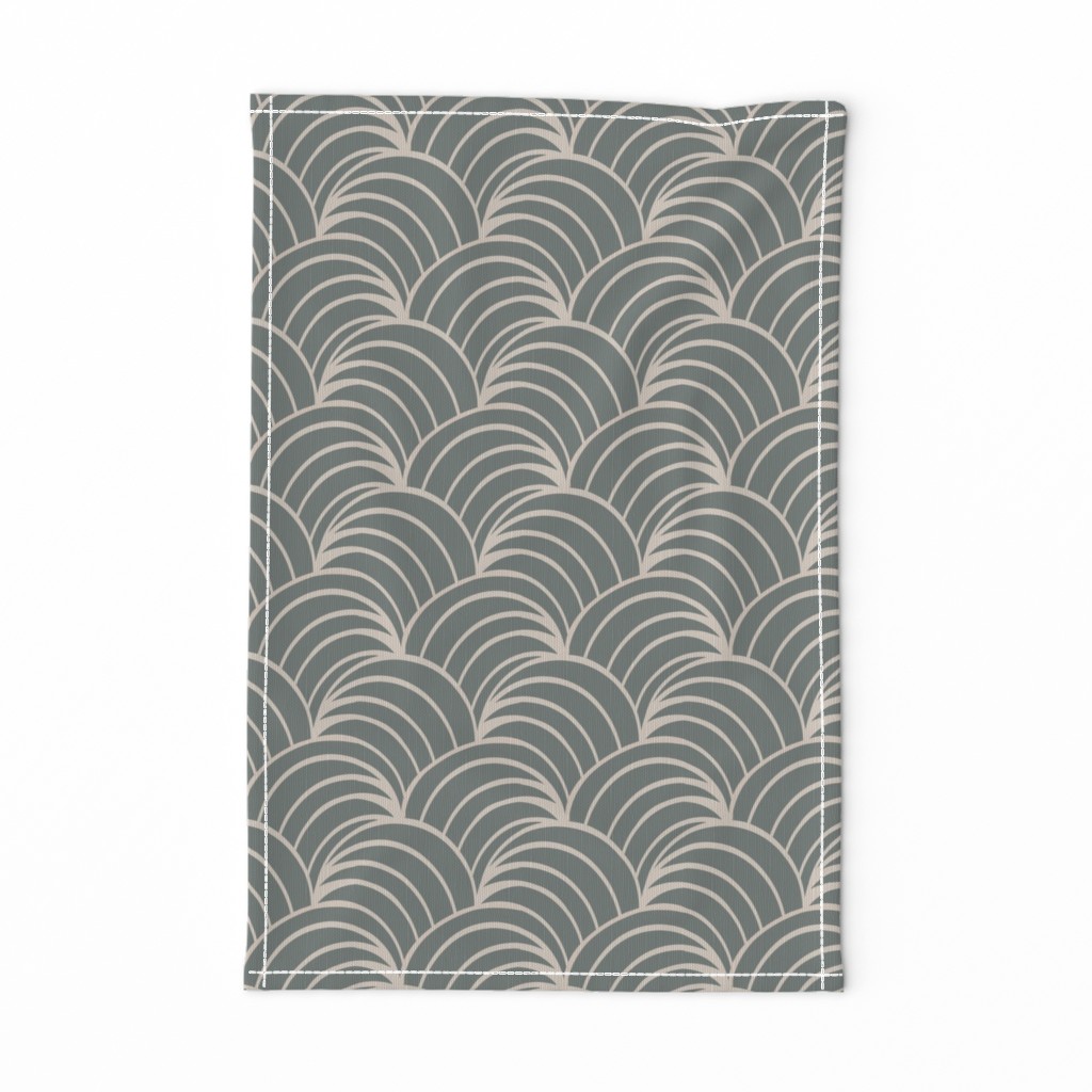 art deco gray geometric ocean waves