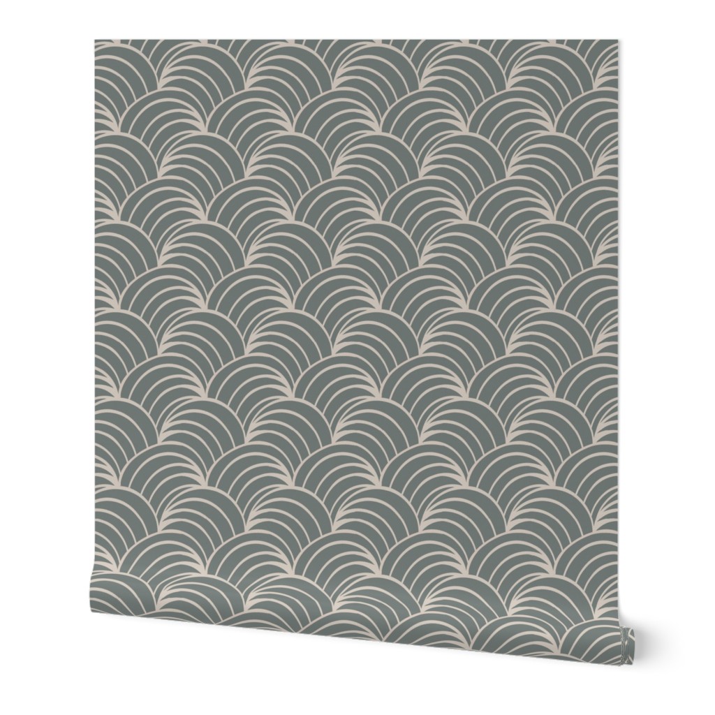 art deco gray geometric ocean waves