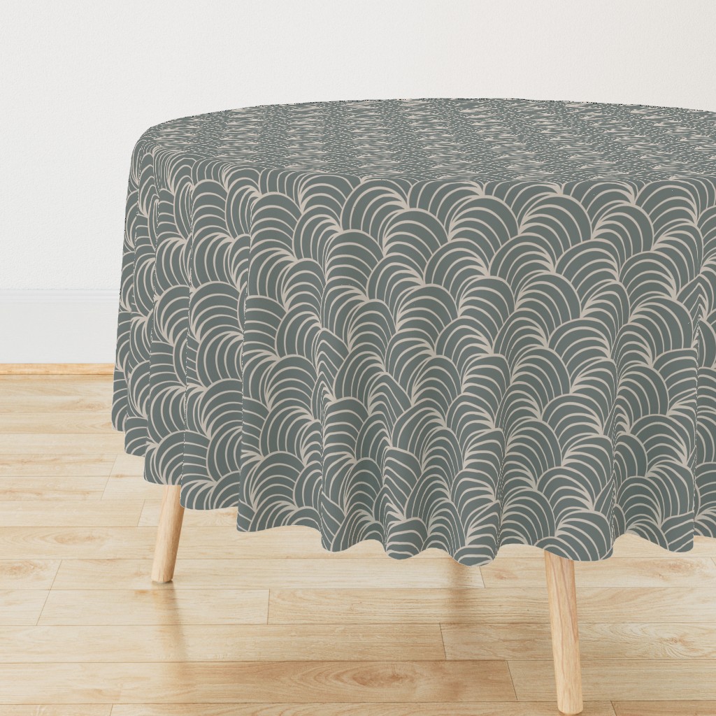 art deco gray geometric ocean waves