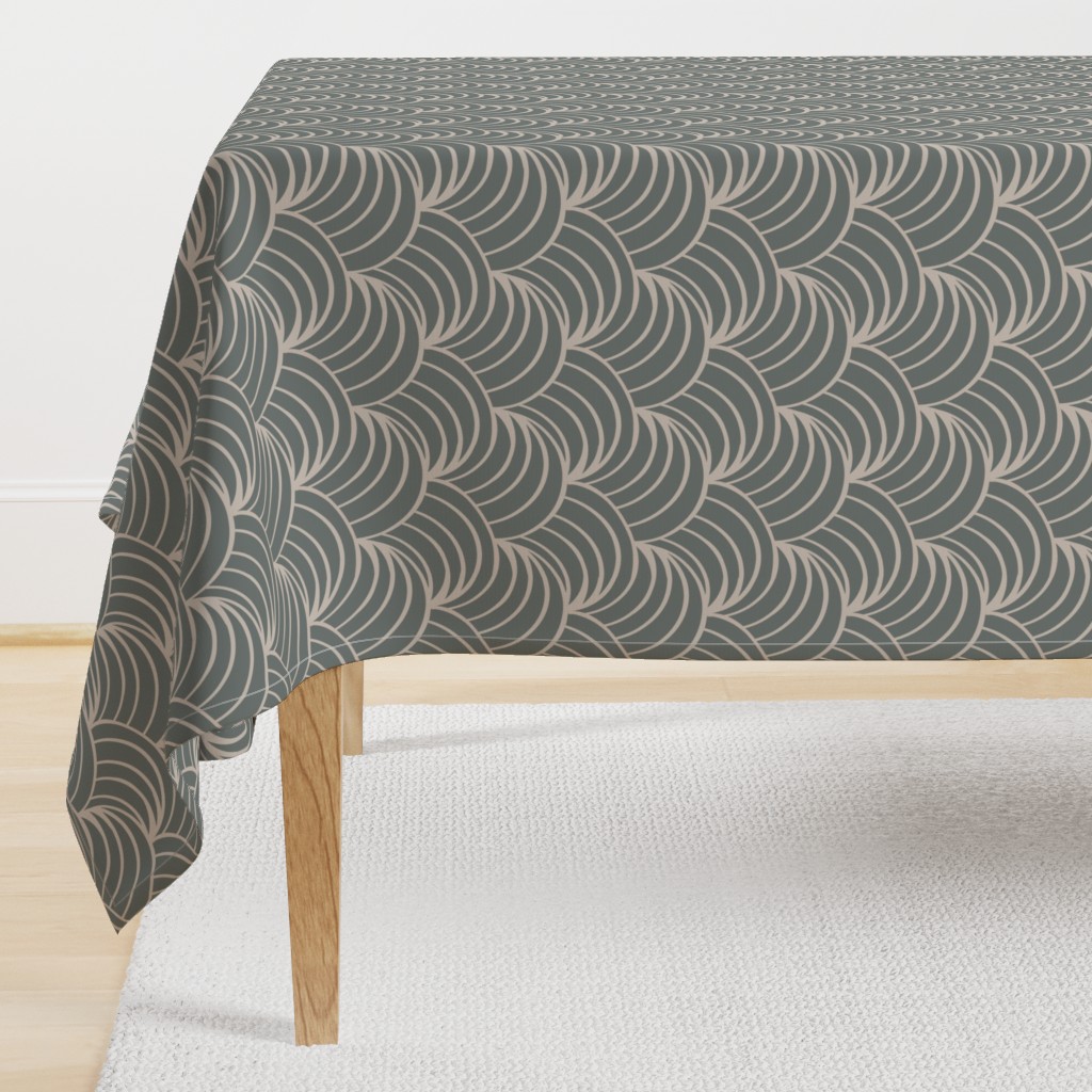 art deco gray geometric ocean waves