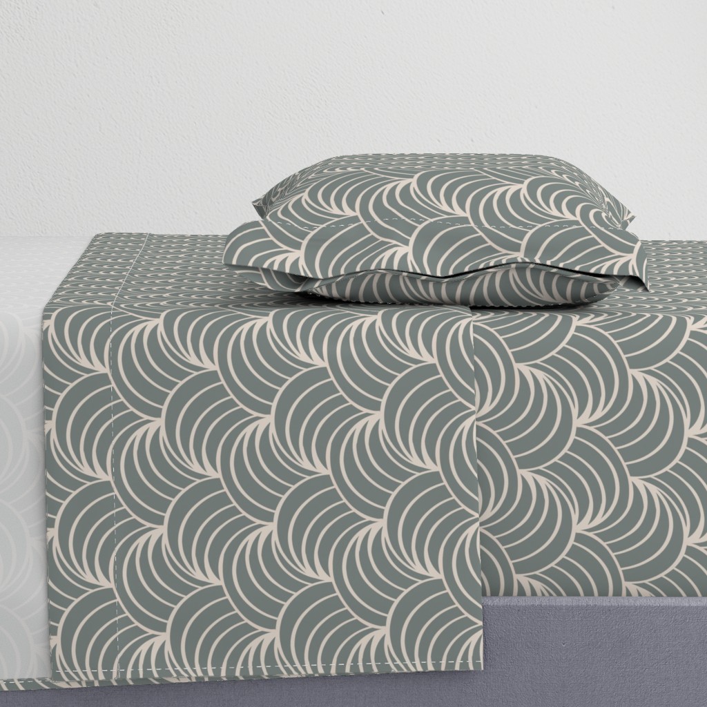 art deco gray geometric ocean waves