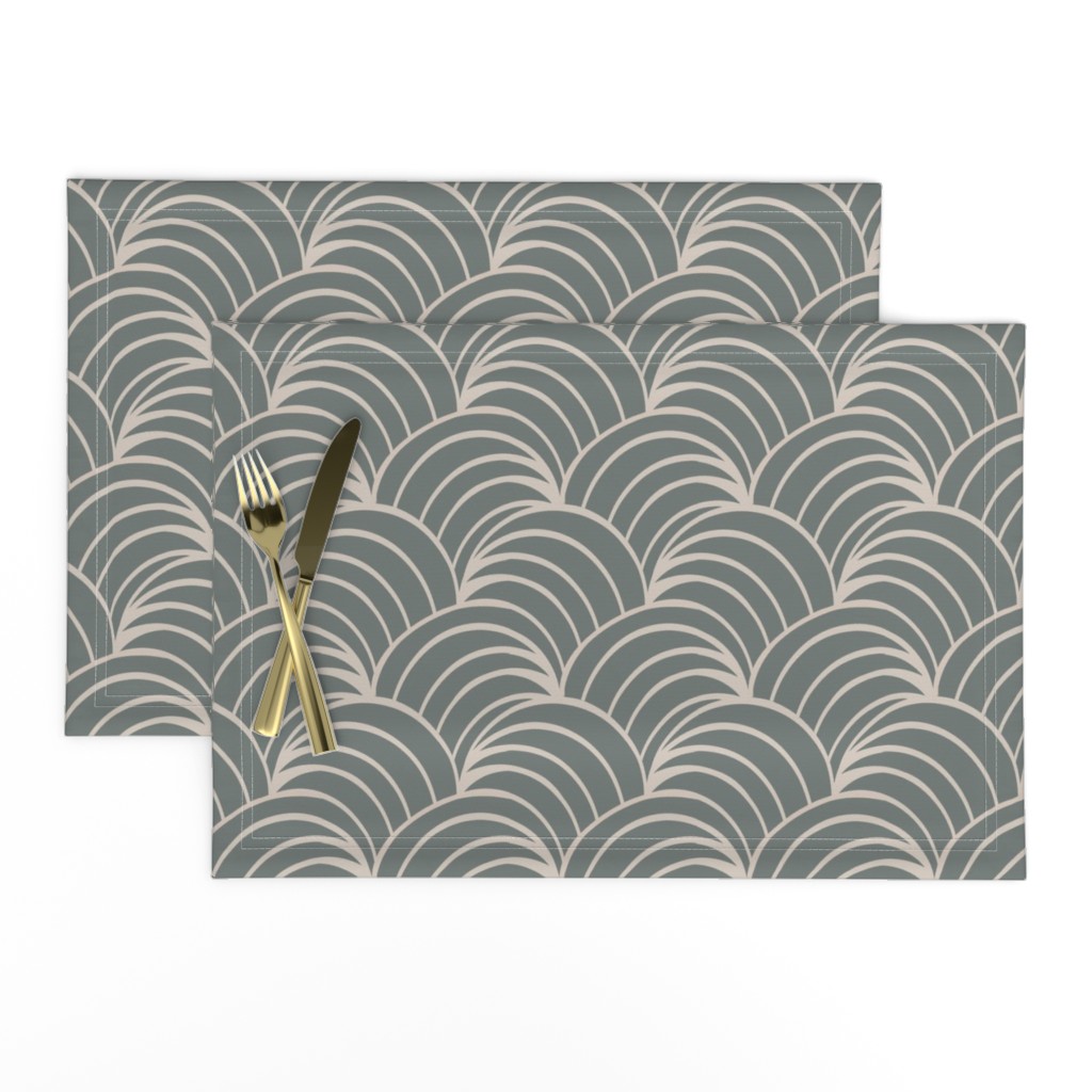 art deco gray geometric ocean waves