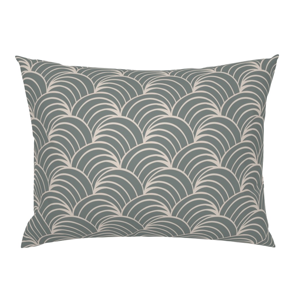 art deco gray geometric ocean waves