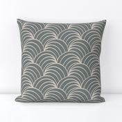 art deco gray geometric ocean waves