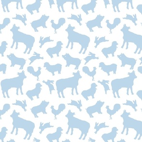 Farm Animal Silhouettes Light Blue