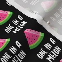 (small scale) one in a melon - pink on black - watermelon summer - LAD19BS