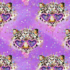 Kitty leopard cat purple confetti lollipop 