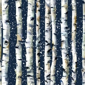 Snowy Birch / Dark Blue / Small Scale