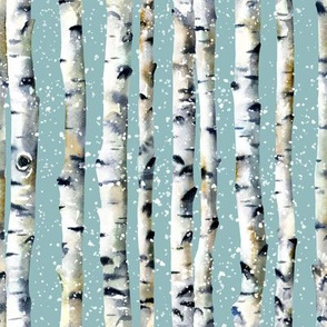 Snowy Birch / Light Dusty Blue / Small Scale