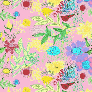 floral doodle pink