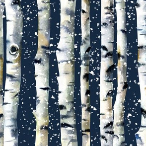 Snowy Birch / Dark Blue / Large Scale