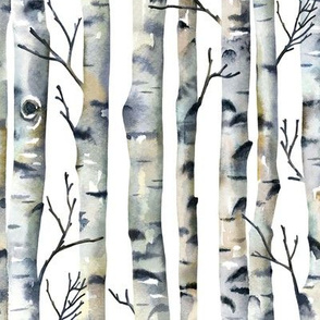 Birch Forest / White / Large Scale