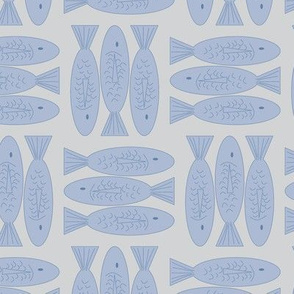 Geometric Fish in Blue and Beige