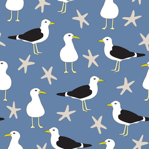 Seagulls and Starfish Repeat Pattern