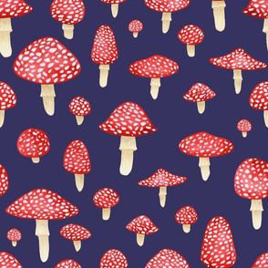 Red Mushroom on Blue - Large Print