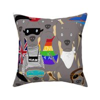 Big Dog Weim Nation Grey Ghost Weimaraner Hand-painted Pet Pattern on Khaki Beige