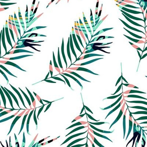 Tropical branches. White pattern