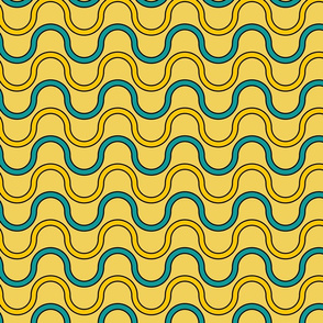 yellow and blue waves